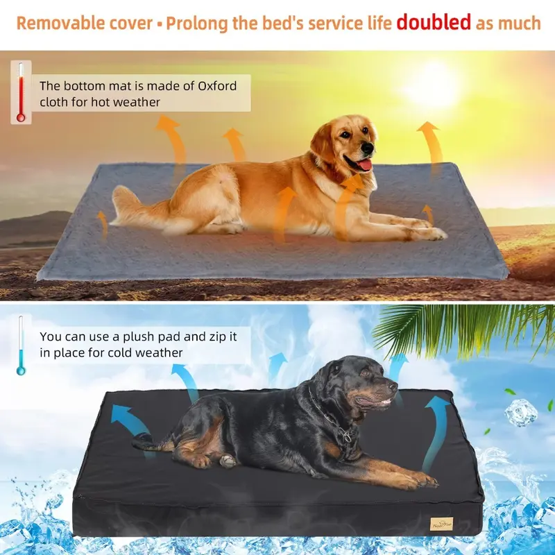 Machine Washable Large Dog Beds for Dogs Orthopedic Dog Bed for Medium Large Dogs Waterproof Lining Non-Slip Bottom 1