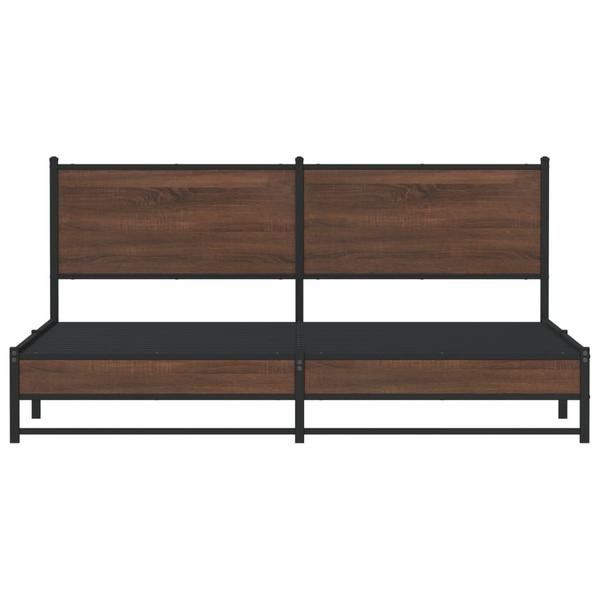 VidaXL Stylish Brown Oak Metal Bed Frame - Dimensions 183x213 cm 4