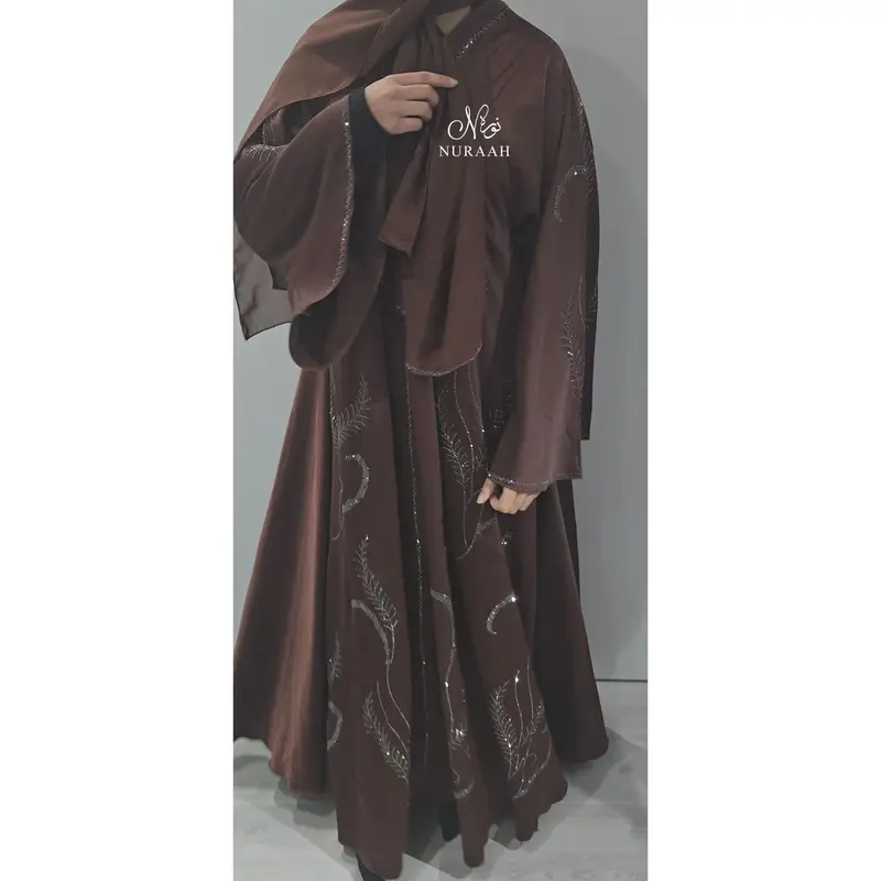 (NURAAH) SIMRA EMBELLISHED FLARED ABAYA (with scarf and belt) 6
