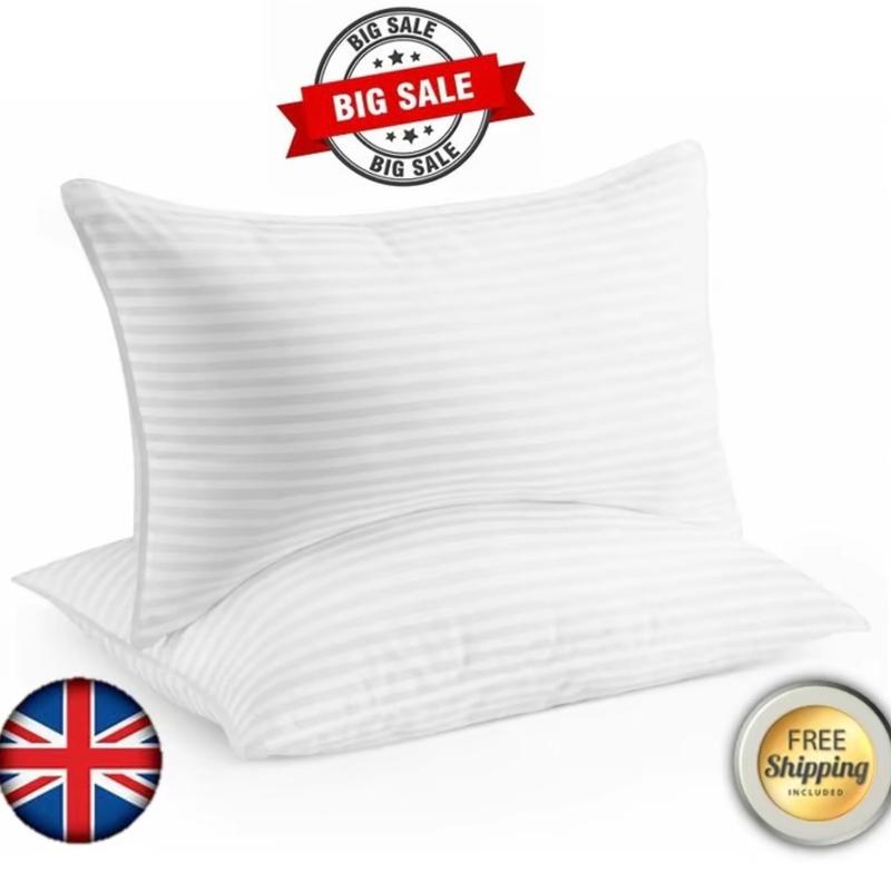 Hotel Quality Deep Filled Striped Pillows - Pack of 2 to 8 | Same Day Dispatch viral pillow cotton hotel quality comfy bed tiktok shop sleep perfection 1