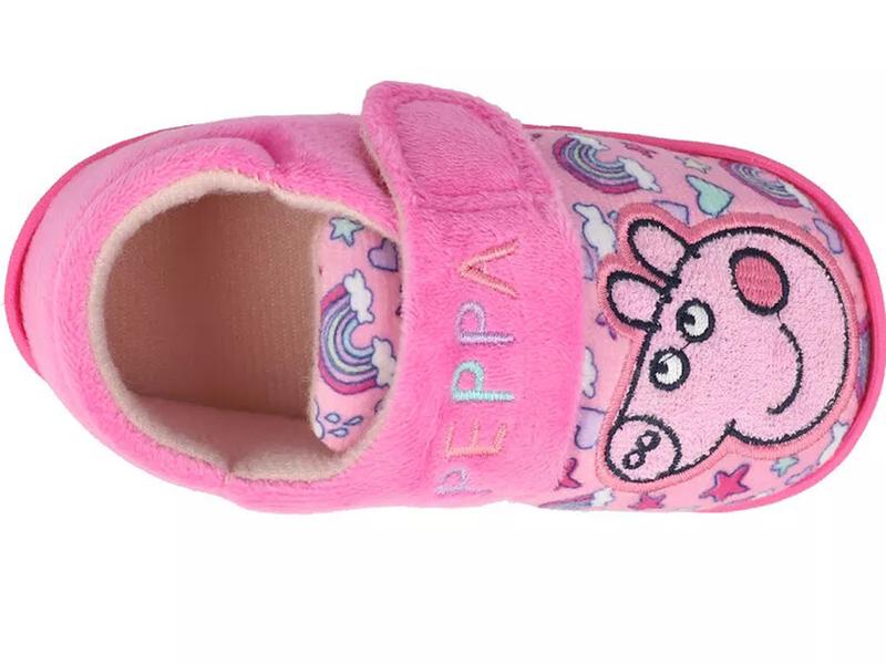 PEPPA PIG GIRLS OFFICIAL PINK EASY CLOSE NOVELTY SLIPPERS HARD SOLE UK SIZE 5-10 1