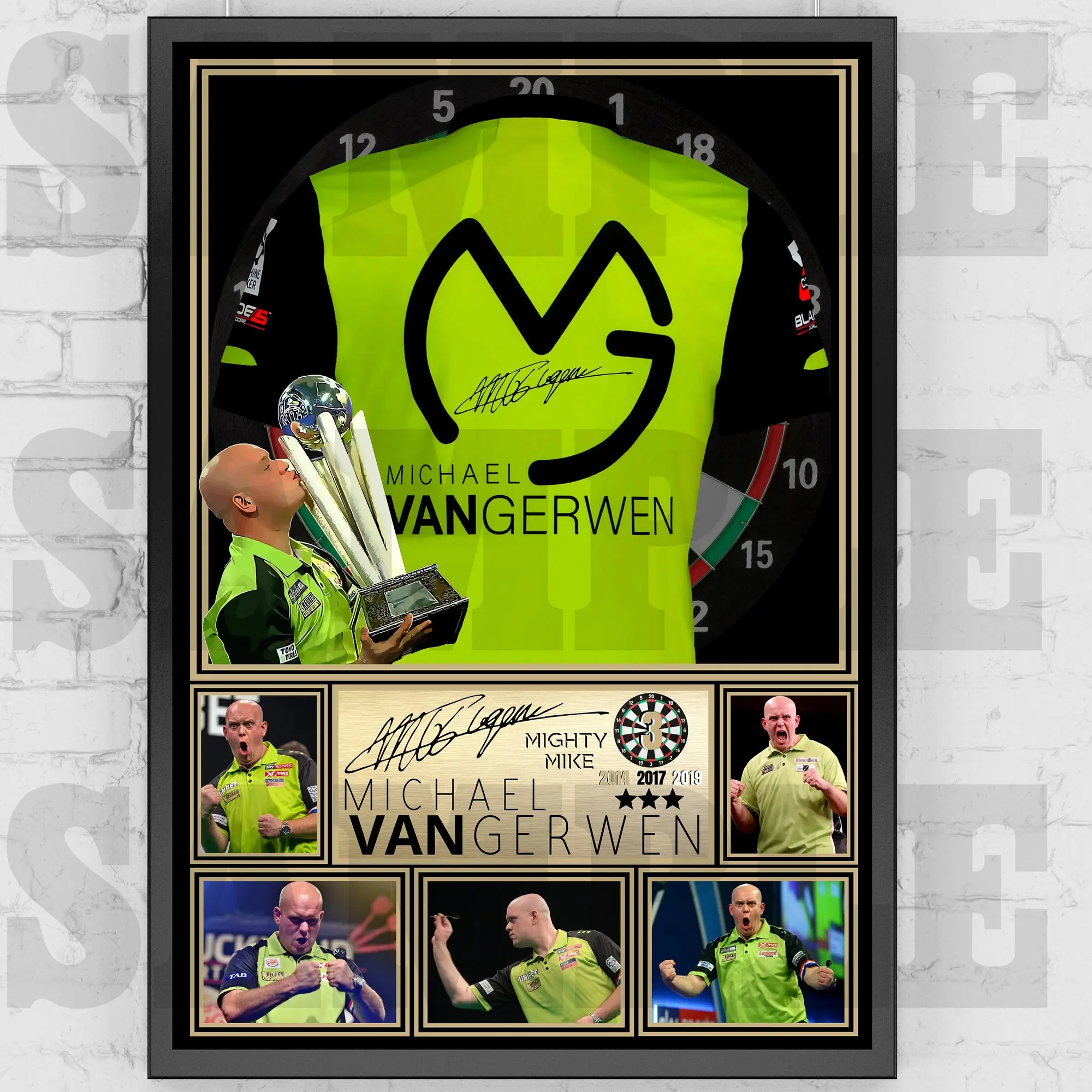 Michael van Gerwyn, Mvg Darts Legend Shirt Back Print / Poster (UnFrame) / Framed Memorabilia / Collectible / Signed Decor Water Proof Outdoors Wall