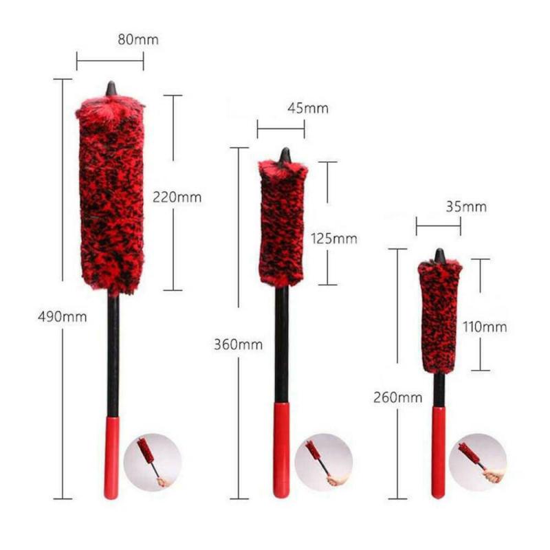 Product Introduction of New store opening, special offers  3X Set Wheel Woolies Luxury Super Plush Soft Alloy Wheel Cleaning Brush Kit UK 20