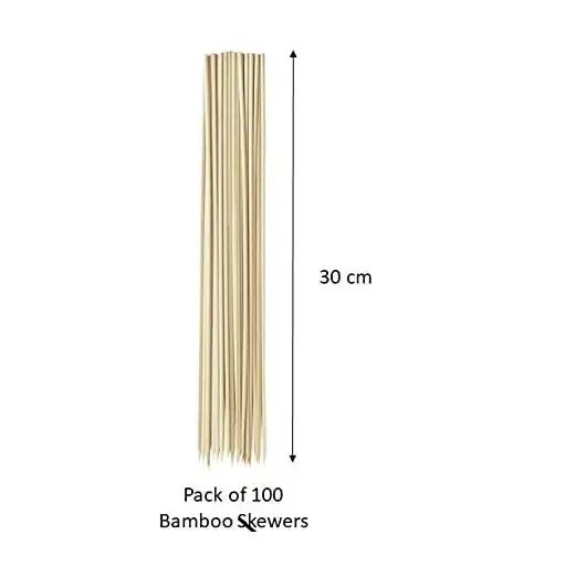 100-Pack 30cm Bamboo Skewers for BBQ, Grilling, Baking, and More - Utensils 2