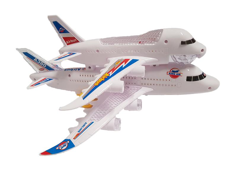 Electric Twin Double Layer A380 Airbus Air Plane Kids Toy Children Boy Gift Flashing LED Lights Sound Music Birthday Bump & Go Indoor Fun Activity Rotating aeroplane  toys 2