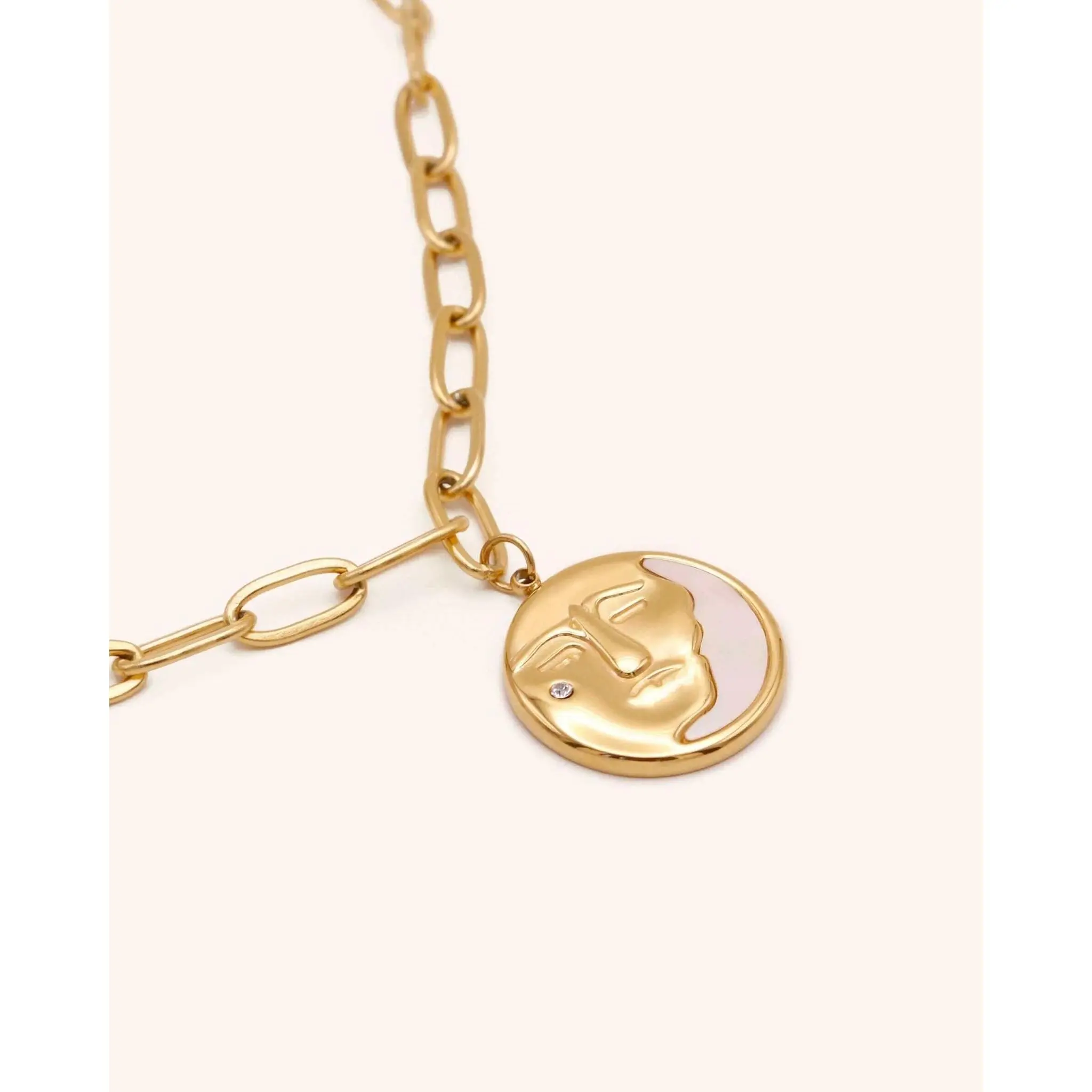 Half Face Moon Necklace