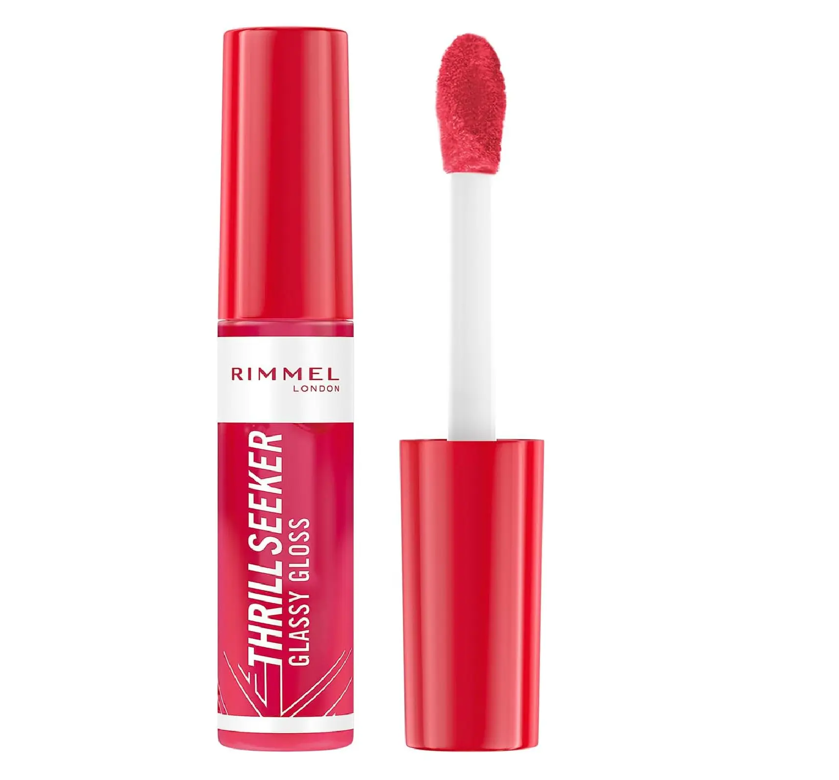 Rimmel Thrillseeker Glassy Gloss 350 Pink to the Berry, Hydrating Shine, Hyaluronic Acid, Anti-Oxidant Complex, Non-Sticky, Big Applicator, Healthy-Looking...