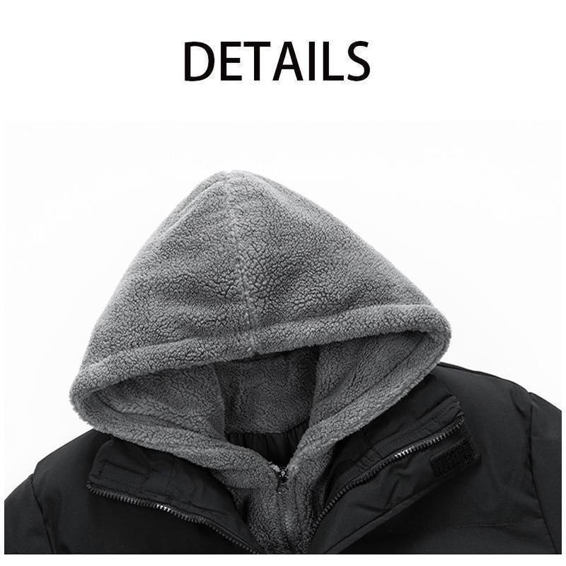 8XL Puffer Jacket Mens Thick Warm Plus Size Winter Jacket Men Cotton Fleece Padded Hooded Parkas Fake Two Piece Coats Outwear 8