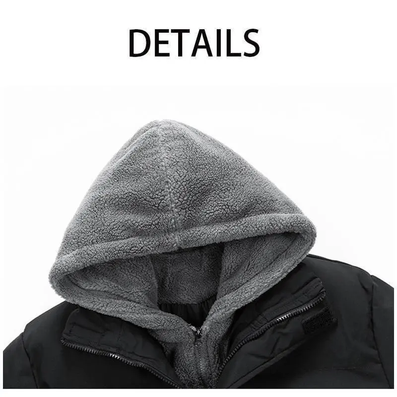 8XL Puffer Jacket Mens Thick Warm Plus Size Winter Jacket Men Cotton Fleece Padded Hooded Parkas Fake Two Piece Coats Outwear 8