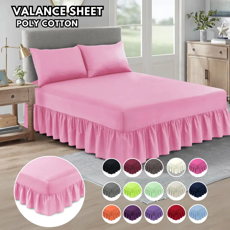 ROOEE Valance Fitted Sheet – 100% Poly Cotton, Extra Deep, Premium Hotel Quality – Single, Double & King – 20+ Colors 0