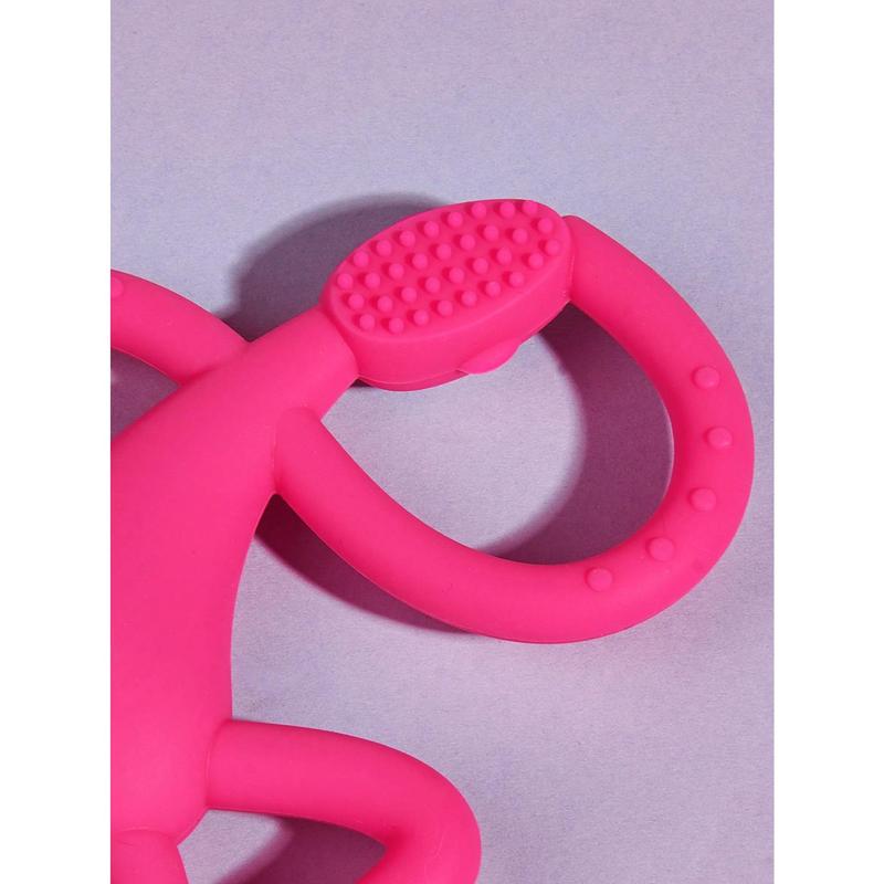 1pc Baby Silicone Teether Baby Teether Dancing Monkey Teether Maternal And Infant Products Biting Joy Baby Gift Rose Red 2