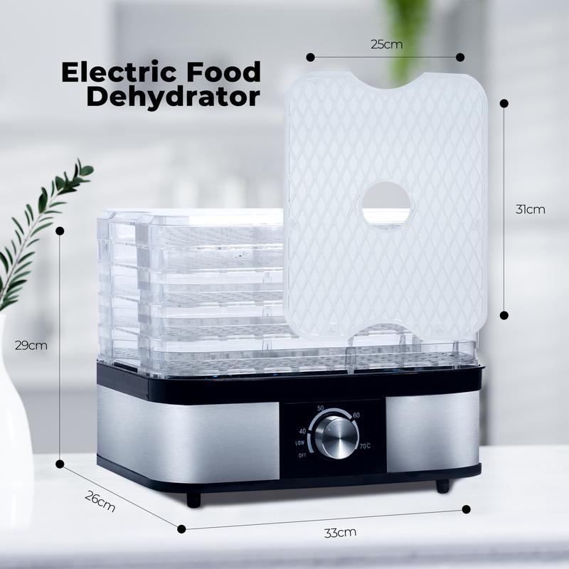ARTECH Electric Food Dehydrator - 5 Tray Fruit Dryer Machine, 245W, Adjustable Temperature Control 40-70℃, BPA-Free Trays, Healthy Natural Snacks, Jerky, Fruits, Vegetables, Mushrooms, Herbs & Seeds 5