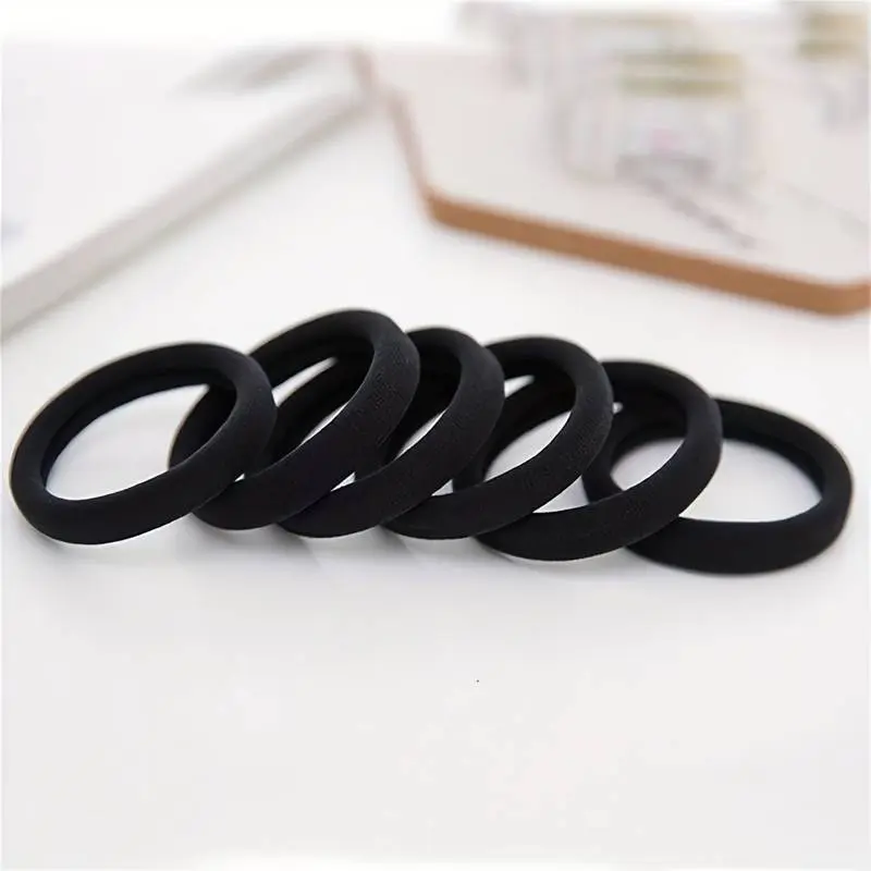 Teen Girls Hair Accessory: 50pcs Stylish Black Hair Ties for Simple Bun Hairstyle