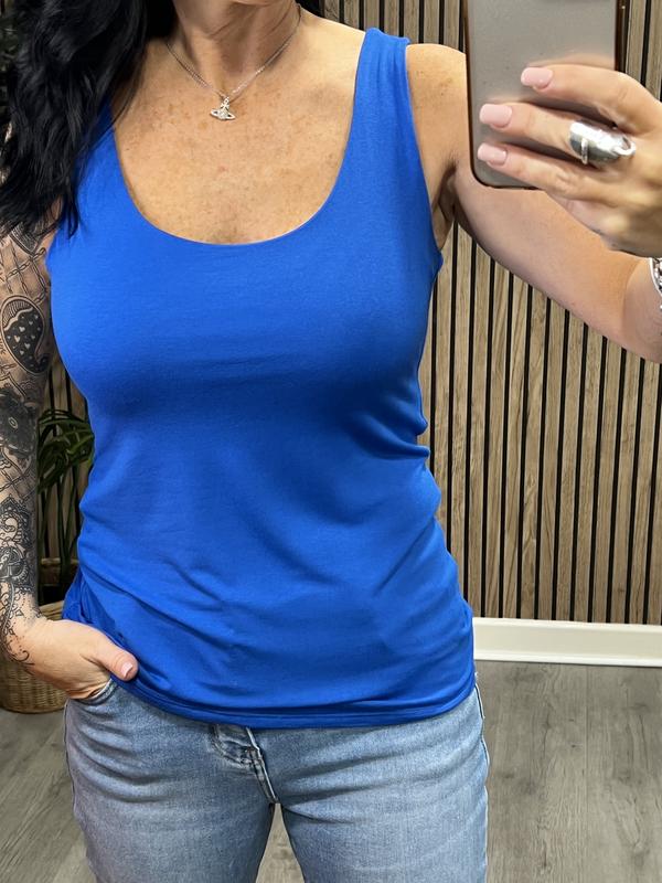 Evie Regular Length  Double Layered Vest Top With Wide Straps, One size 10-16/18, Vest Tops Women, Summer Season, Daily Wear, Women's Wear Comfort Womenswear 4