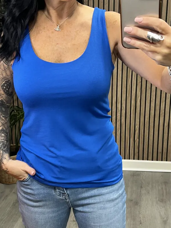 Evie Regular Length  Double Layered Vest Top With Wide Straps, One size 10-16/18, Vest Tops Women, Summer Season, Daily Wear, Women's Wear Comfort Womenswear 4