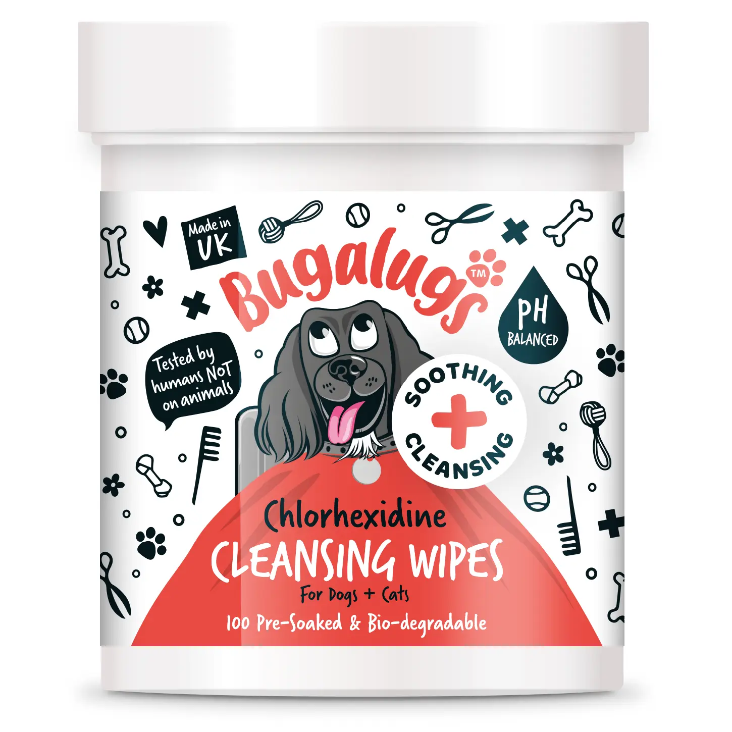 Bugalugs Chlorhexidine Cleansing Wipes (100) for Dogs & Cats