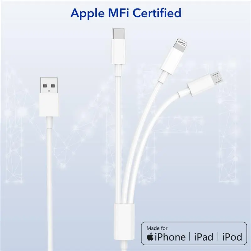Multi Charger Cable, 2Pack 2M Multi Charging Cable Phone Charger Cables with Micro USB Type C Lightning Cable Connector for iPhone, iPad, HTC, LG, Samsung Galaxy, Huawei, Android Smartphones and More  Devices Mobile Durable Electronic Cellphone 1