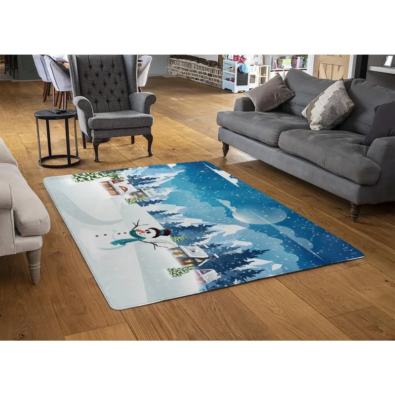Evening village winter landscape (rug) 1