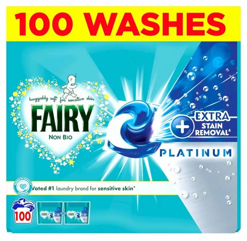Fairy Platinum Pods 100 Washes Non Bio Pods With Extra Stain Removal Household 2