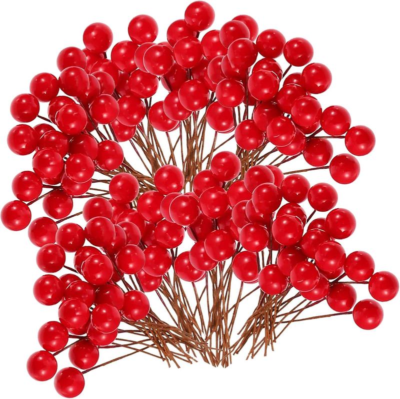 Decorative Christmas Berries - 160 Pcs Artificial Holly Berries for Wreath Making and Table Decorations - Fruit Pack Room Plants Ornaments 0