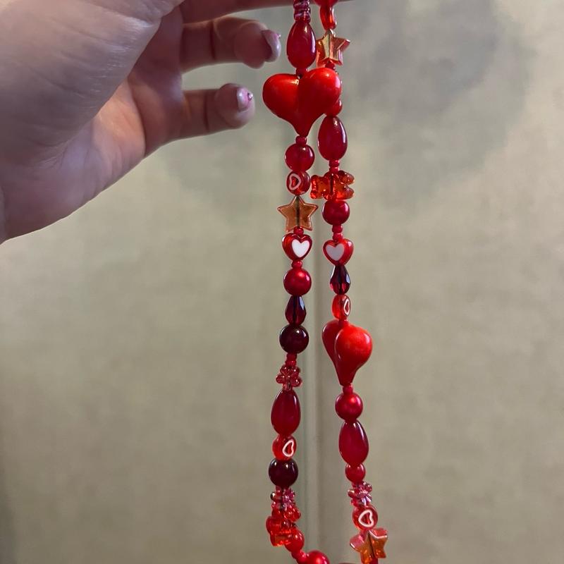 Red phone charmPhone Strap , Phone Chain ,Y2K Style Beaded Phone Charm, Phone Accessories, Phone Jewellery, Gift,handmade phonecharms Personalised iphone case straps phone  straps 3