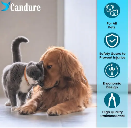 Candure Dog Nail Clippers for Large, Medium and Small Breed with Safety Lock and Protective Guard 3