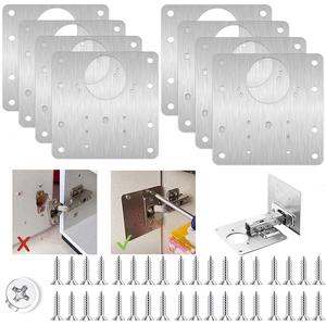 2/4/10 Kitchen Cupboard Door Hinge Repair Kit Plate and Fixing Screws Cabinet UK