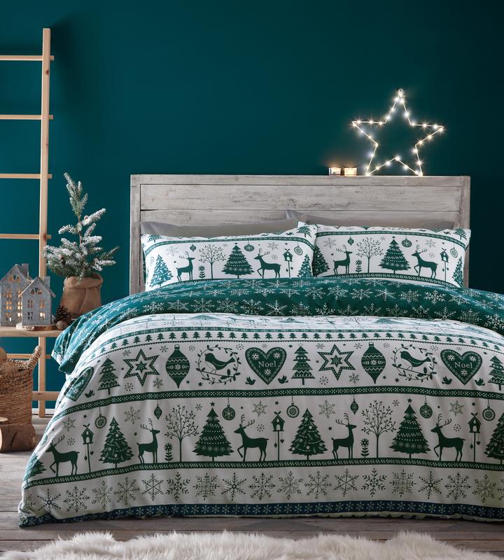 Noel Duvet Cover Set Christmas Bedding Festive Xmas Decor 2