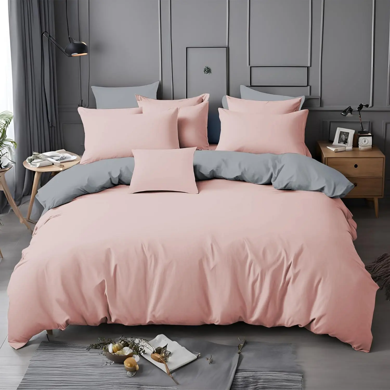 Soft Brushed Microfiber Plain Dyed Duvet Cover Set with Pillow Case - Reversible Bedding Quilt Cover Set by Funky Gadgets