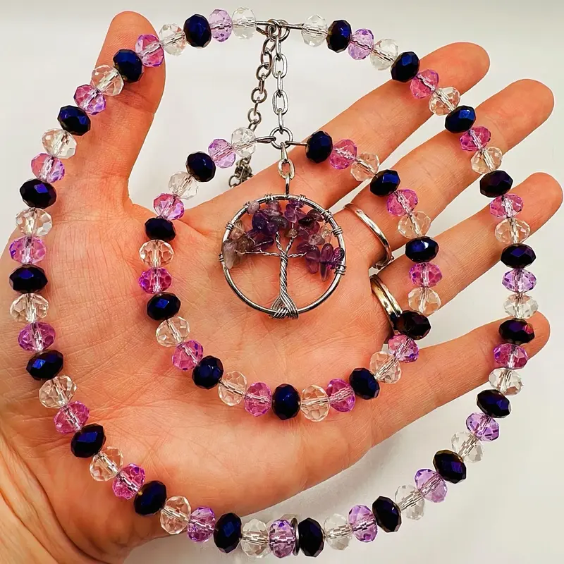 Amethyst Tree Of Life Sun Catcher Handmade Hanging Home Decor Natural Crystal 2 Sizes Available 2
