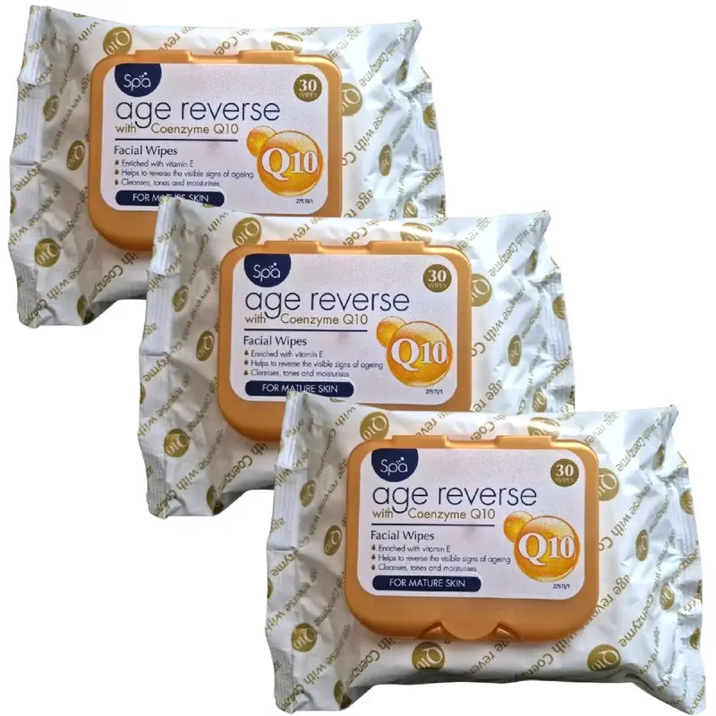 Spa Age 40 Plus Reverse Facial Wipes for Mature Skin with Q10 Coenzyme - Cleansing Wipe Cosmetic Makeup Remover 2