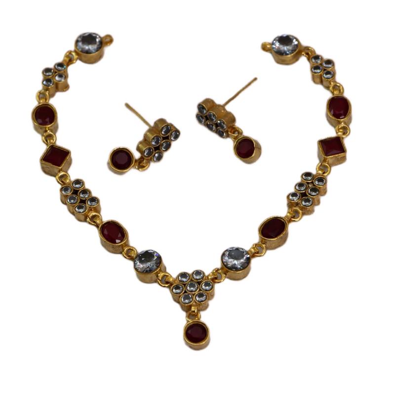 Pakiatani/Indian Kundan Necklace Set with Ruby Stones for Women 1