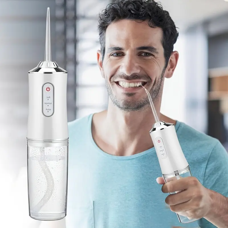 Rechargeable Electric Water Flosser with Intelligent Pressure Control - Fashion 360° Rotatable Nozzle Oral Irrigator for Deep Cleaning Teeth & Gums, 800mAh Lithium Battery, USB Charging, Great for Father's Day Gift 1