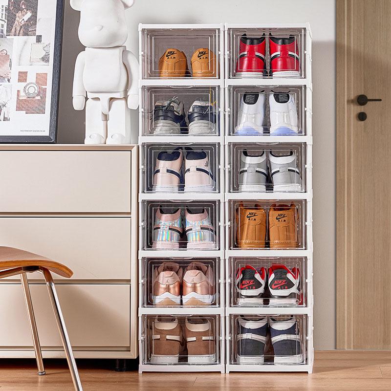 Livingandhome 3/6 Tiers Modernist Installation, Free Foldable & Stackable Shoe Storage Box, Shoe Rack Organiser 3