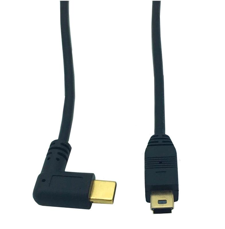 USB 3.1 Type C Angled Male to Mini USB Male Data Charging Cable 0.25m 6