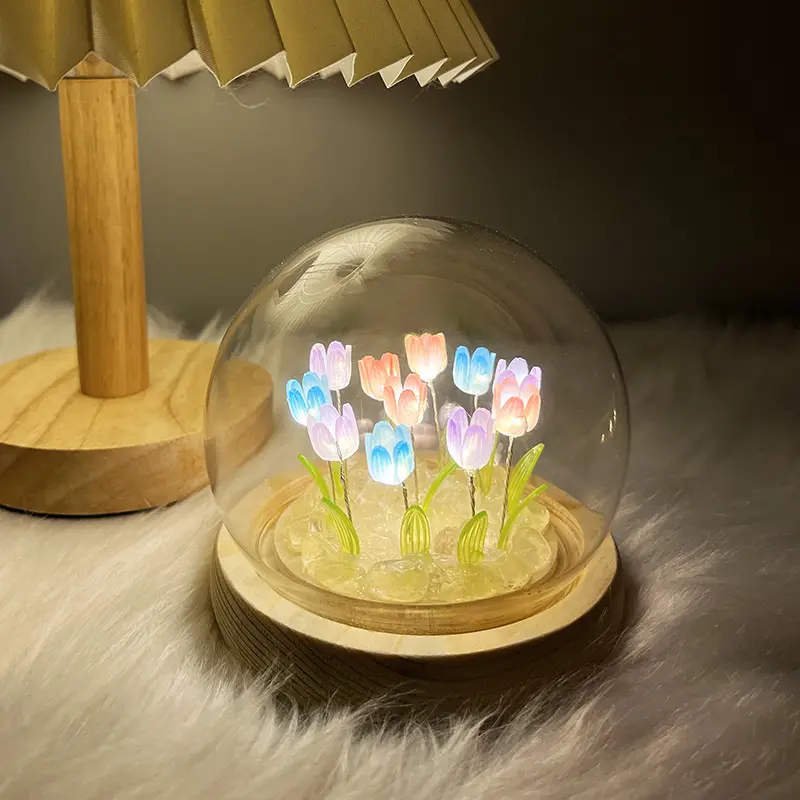 LED Tulip Flower Night Light - Handmade Bedroom Decor Lamp for Home Fairy Decor 2