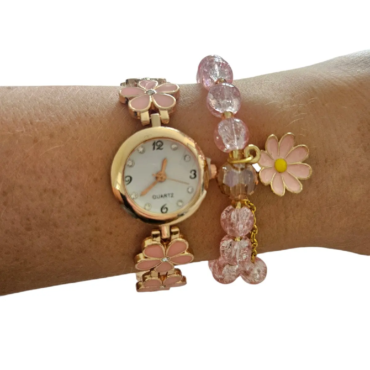 Womens beautiful flower style Rhinestone watch and bracelet  Womenswear Casual Wear