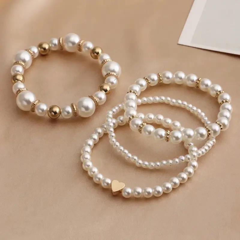 Golden Pearl Elegance Set 5pcs Bracelets 1