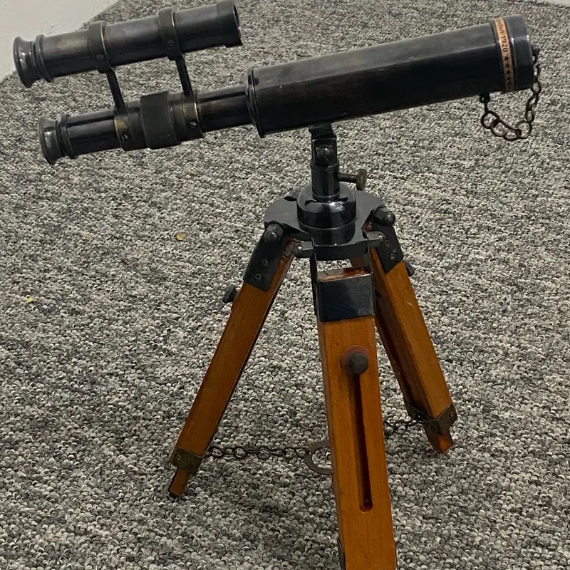 Nautical Telescope 10 Inch Double Barrel Solid Brass Spyglass With Wooden Tripod uk based seller 5