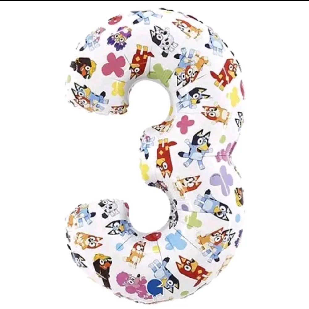 Bluey Number 3 Helium Foil Balloon - Perfect for 3 Year Olds - Bluey and Bingo Theme