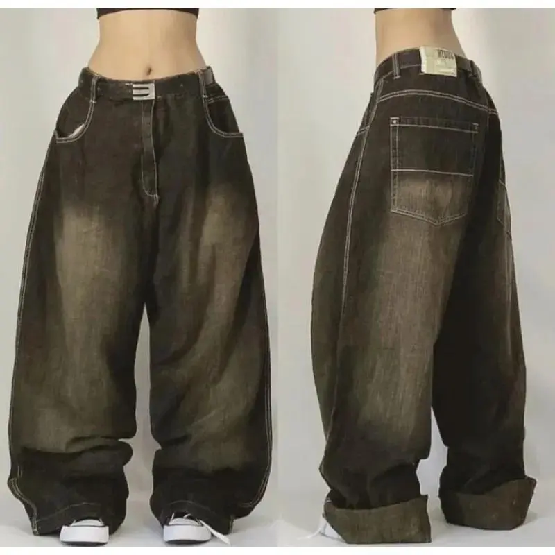 Streetwear New Fashion Oversized Print Baggy Jeans Y2K Harajuku Hip-hop Vintage Pop Gothic High Waist Wide-leg Pants Trousers 2
