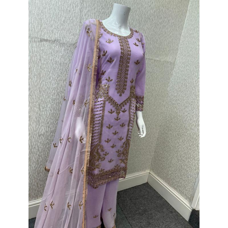 Luxury Festive Chiffon Plazzo bottom Collection Lilac  DP-12 1