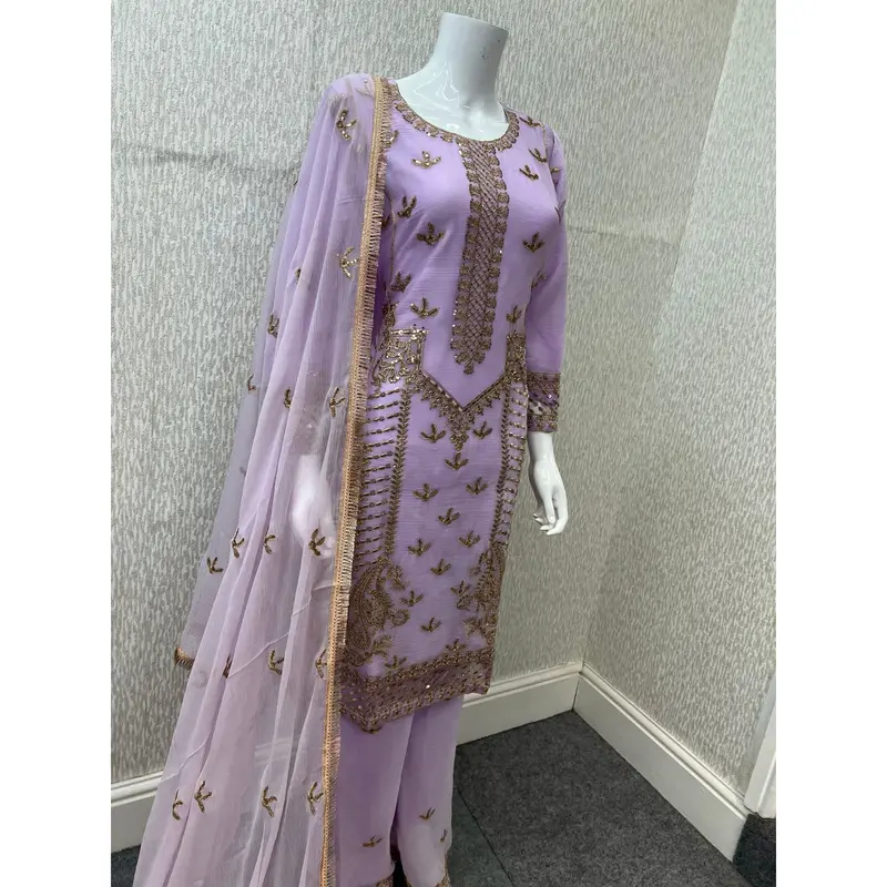 Luxury Festive Chiffon Plazzo bottom Collection Lilac  DP-12 1