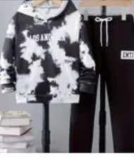 Product Review of Boy's 2pcs Tie Dye Print Hoodie & Drawstring Waist Sweatpants Set, Casual Fashion Letter Print Hooded Pullover & Pocket Elastic Waist Pants For Daily Wear, Boy's Two-Piece Outfits For Fall & Winter from S**7 0