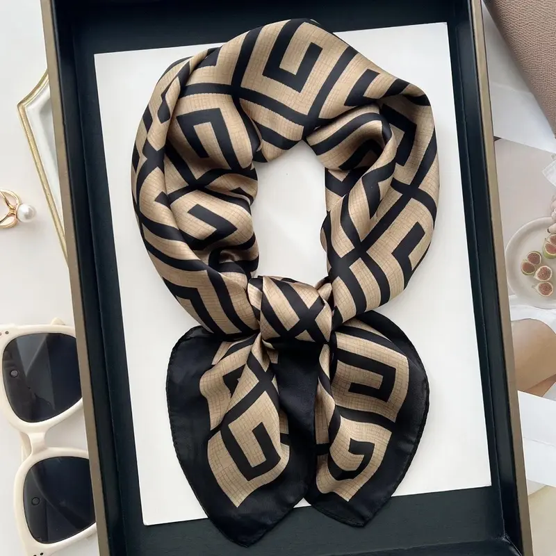 2025 Fashion Luxury Brand Women's Satin Square Scarf, Neck Tie, Hair Bandana, Headkerchief, Shawl Wrap, Hijab Echarpe 5