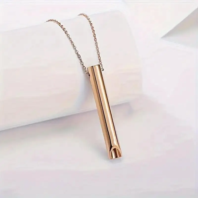 Mindfulness Breathing Pendant Necklace, Golden, Anxiety Relief Tool, Stress Management Jewellery 3
