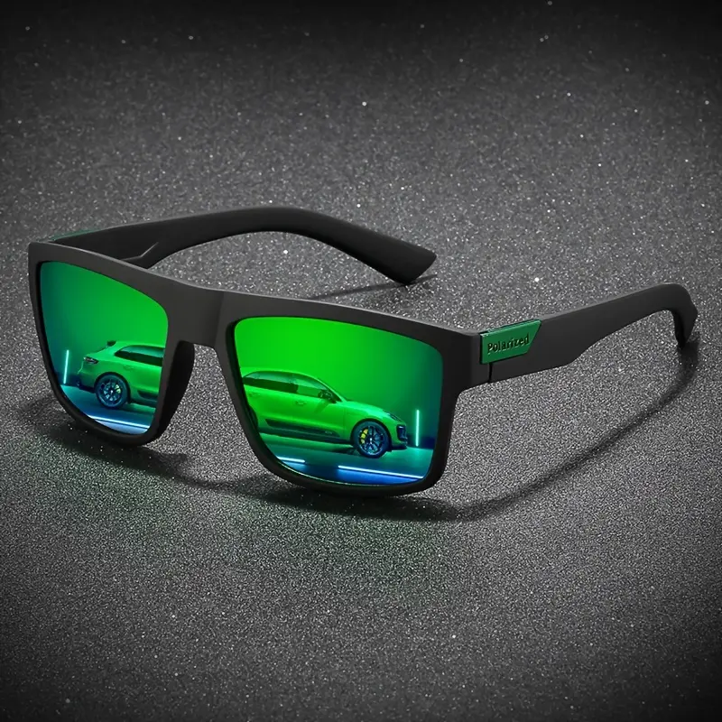 1pc Polarized Sports Glasses for Men, TAC Lens, PC Frame, Classic Square Design, Full Coverage, UV Protection, for Driving, Camping, Cycling, Hiking, Fishing, Climbing, Outdoor Activities 1
