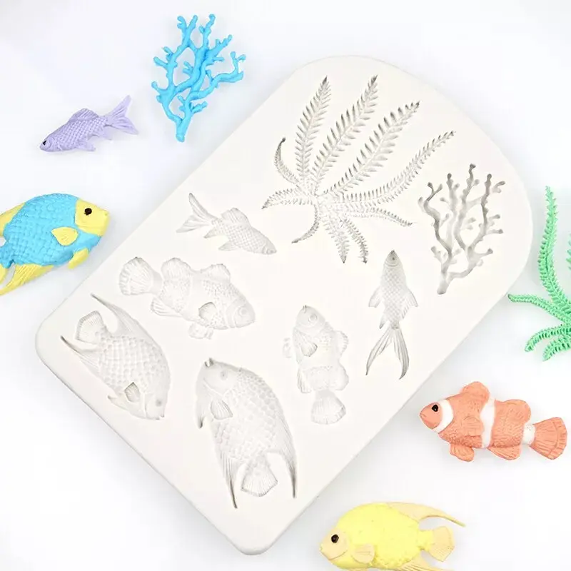 5pcs Mermaid Sea Shell Silicone Fondant Moulds Cake Decorating Chocolate Molds 2