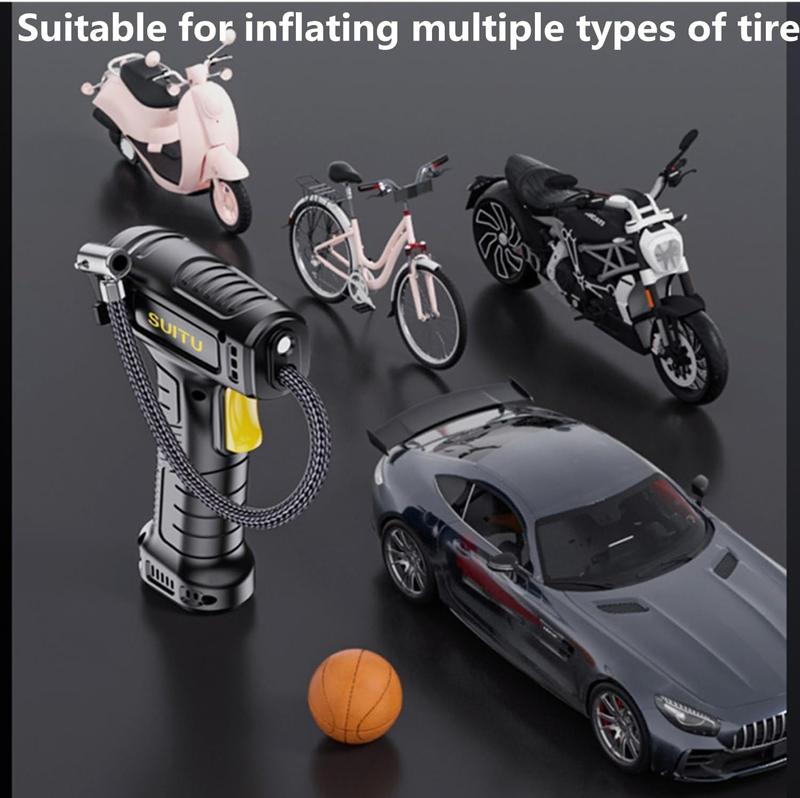 Product Introduction of 150 Psi Tire Inflator Pump With Emergency Led Light,Portableair Compressor Tire Pressure Inflator, Emergency Car Pressure Pump With Pressure Gauge,Wireless Inflator Compressor 2