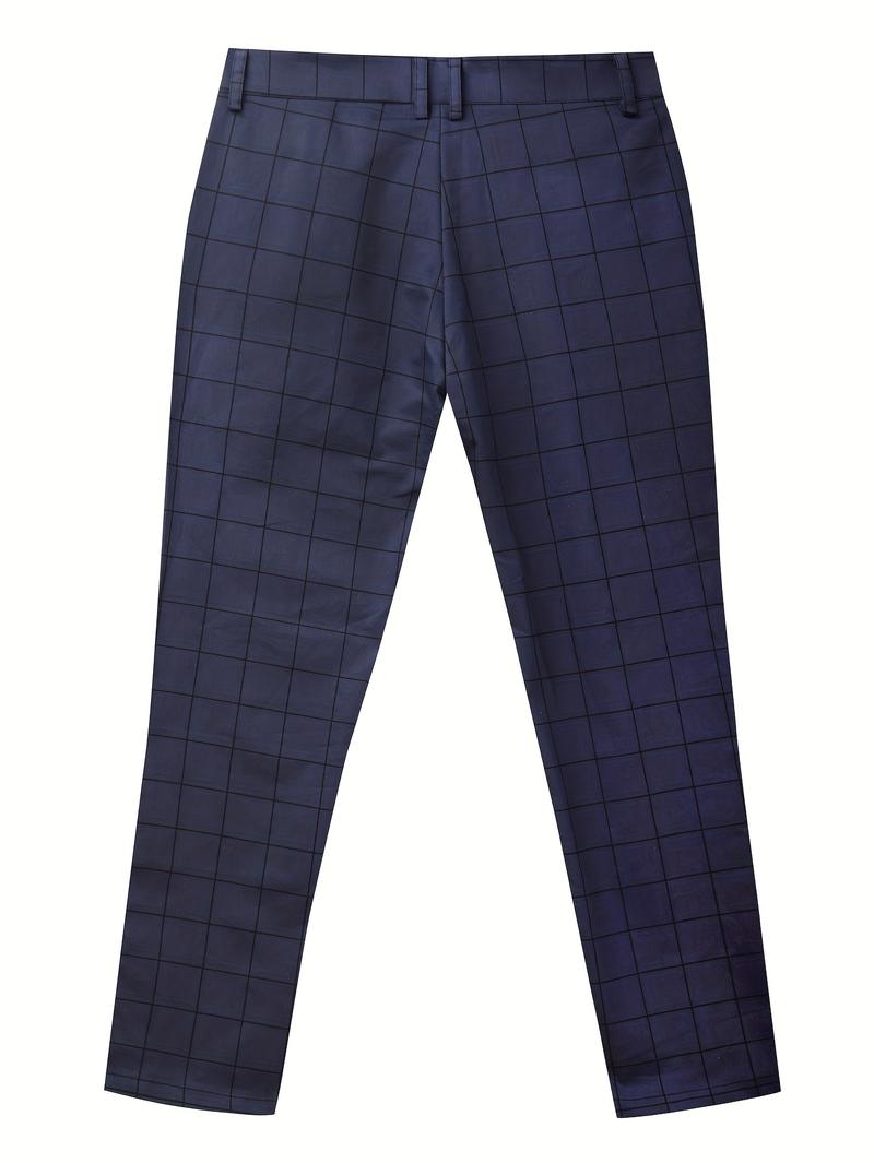 Product Introduction of Elegant Plaid Slacks, Men's Casual Vintage Style Dress Pants For Business Banquet 3